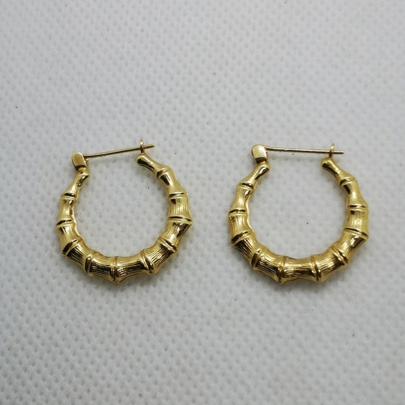 Jewelry - 14k bamboo  styled hoops